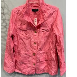 Talbots Jacket Womens Medium Linen Cotton Lyocell Blend Pink Coastal New